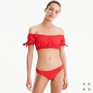 J. Crew off the shoulder red bikini top
